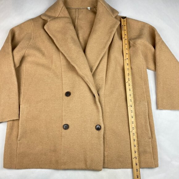 Vince Jacket Women's Size 2X Wool Alpaca Blend Double Breasted Knit Blazer Tan - Picture 11 of 13